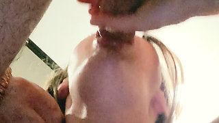Busty brunette ultimate mouthful and surprised ending