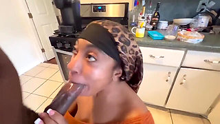 BBC Blowjob in the Kitchen