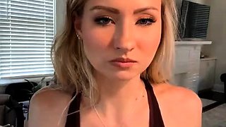 Sensational blonde glamour babe solo and she enjoys it