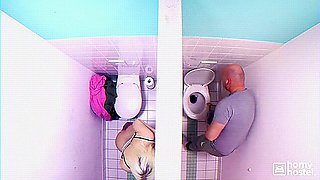 The Bathroom Stall - Blonde Teen 18+ Loves Hardcore Sex In Public Toilet