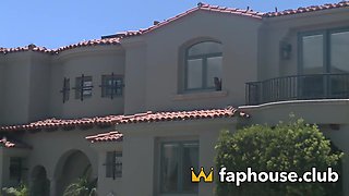 Blond hair lady criminal pummels a torrid babe before