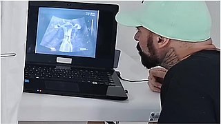 Wife Cheating On Cuckold During Ultrasound Without Him Seeing!