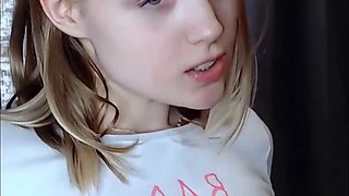 Young Blonde Cuty with perky tits loud moaning masturbation