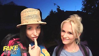 Scissoring in lesbian dirt with fiery Rossella Visconti and Anissa Kate from Fake Hostel