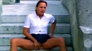German Amateur Masturbates Outdoors to Orgasm