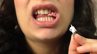 Giantess Stepsister Bubble Gum Trap Tiny Man Caught in Sticky Bubble