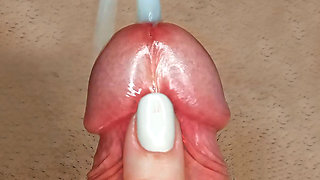 She Caresses His Frenulum and He Quickly Cums