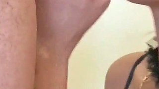 MILF with Sunglasses Gives a Blowjob and Gets a Cumshot in Her Mouth