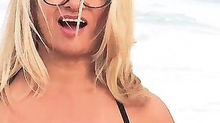 With Micro Bikini on Rio Beach