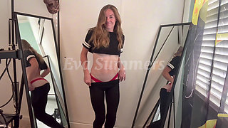 Sexy Leggings Striptease Red Lace Thong Tight PAWG Eva Summers