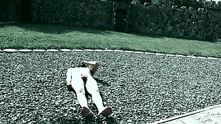 I allow him to wank while I PISS on his COCK - Toilet slavery Castle Outdoor