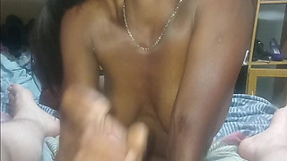 Black Barbie Doll Gives White Cock Perfect Handjob