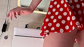 Hot Sexy Long Legs Blonde Takes Her Lace Panties off Under Her Skirt to Show Tight Pussy and Big Ass